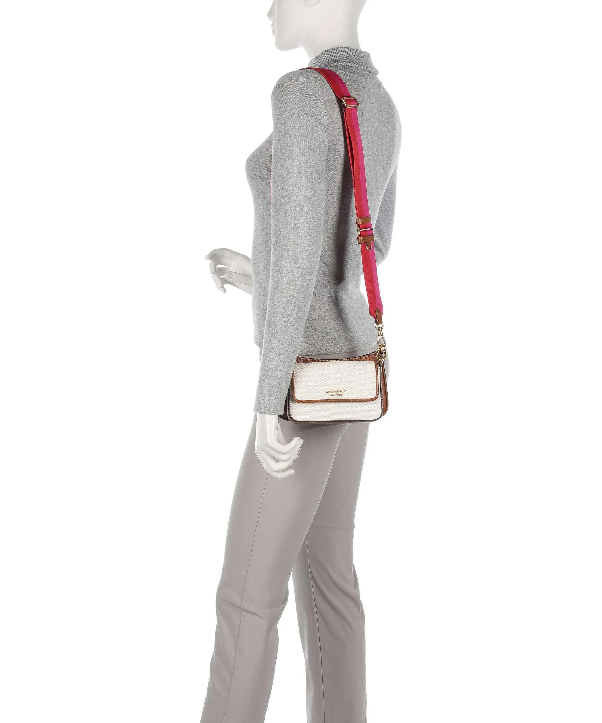  Kate Spade New York Morgan Double Up Borsa a tracolla tela, pelle granulata marrone  