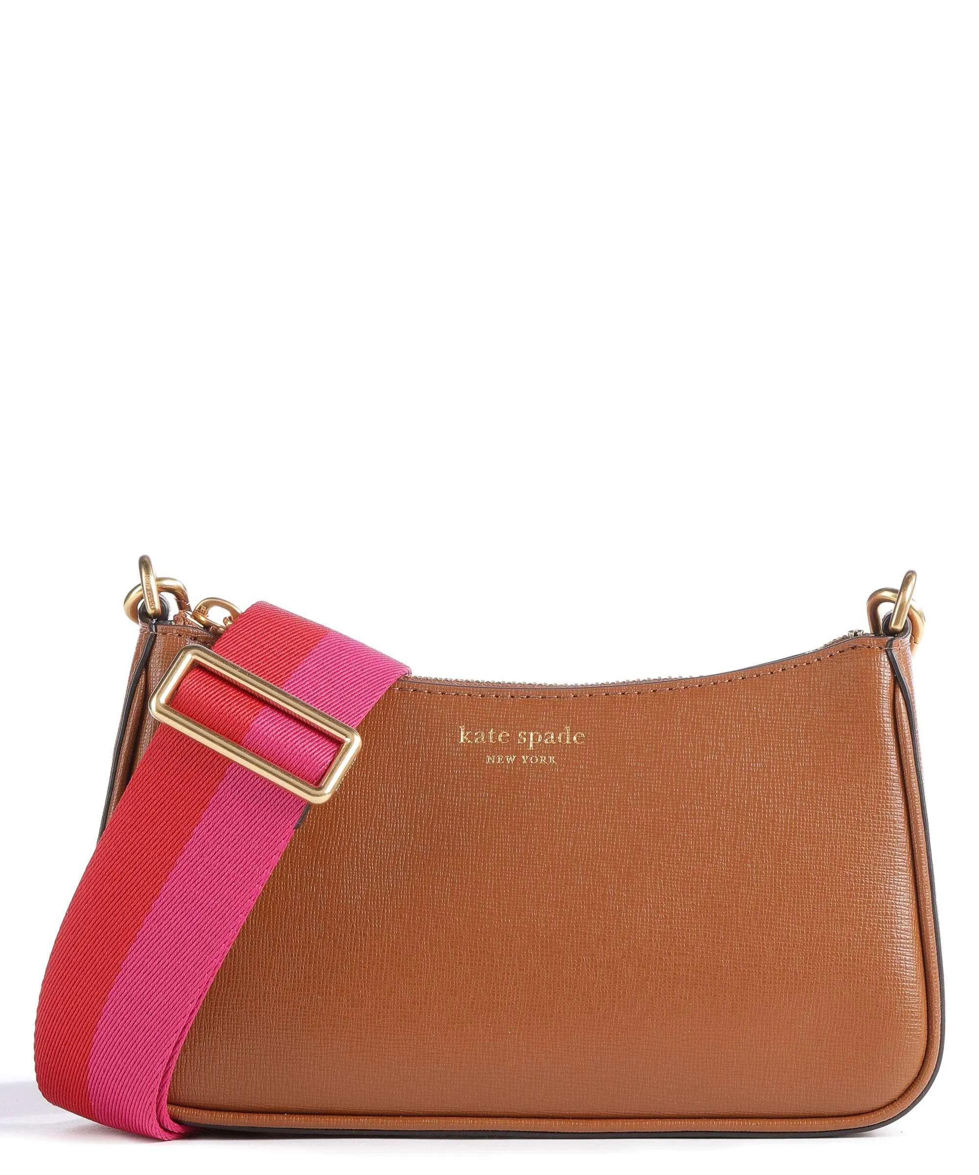  Kate Spade New York Morgan Double Up Borsa a tracolla tela, pelle granulata marrone  