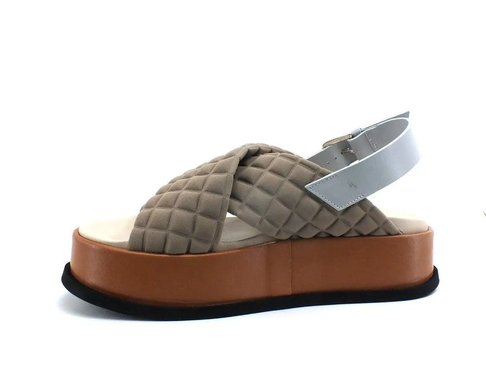 L4K3 Malibù Sandalo Fasce Incrocio Beige Marrone F19-MAL