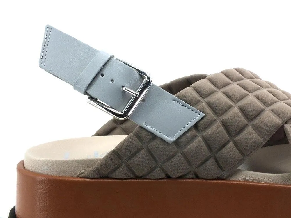 L4K3 Malibù Sandalo Fasce Incrocio Beige Marrone F19-MAL