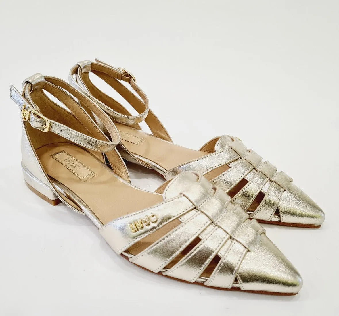 Liu-Jo sandalo tacco 2cm cinturino caviglia  pelle gold art.626