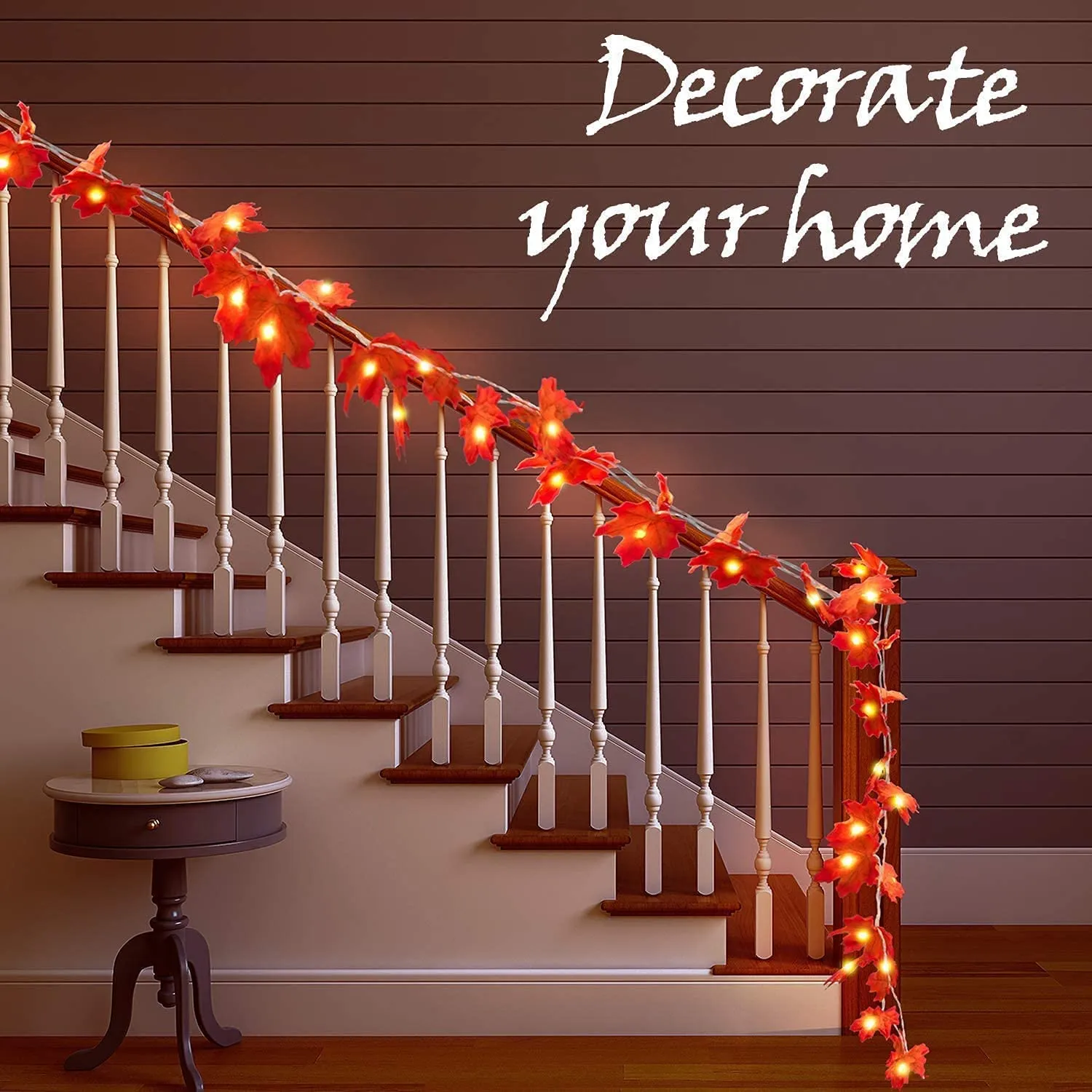 Luci della stringa di foglia d'acero, 6M 40 LED Luci a ghirlanda di foglie d'autunno per il Ringraziamento, Halloween, Decorazio