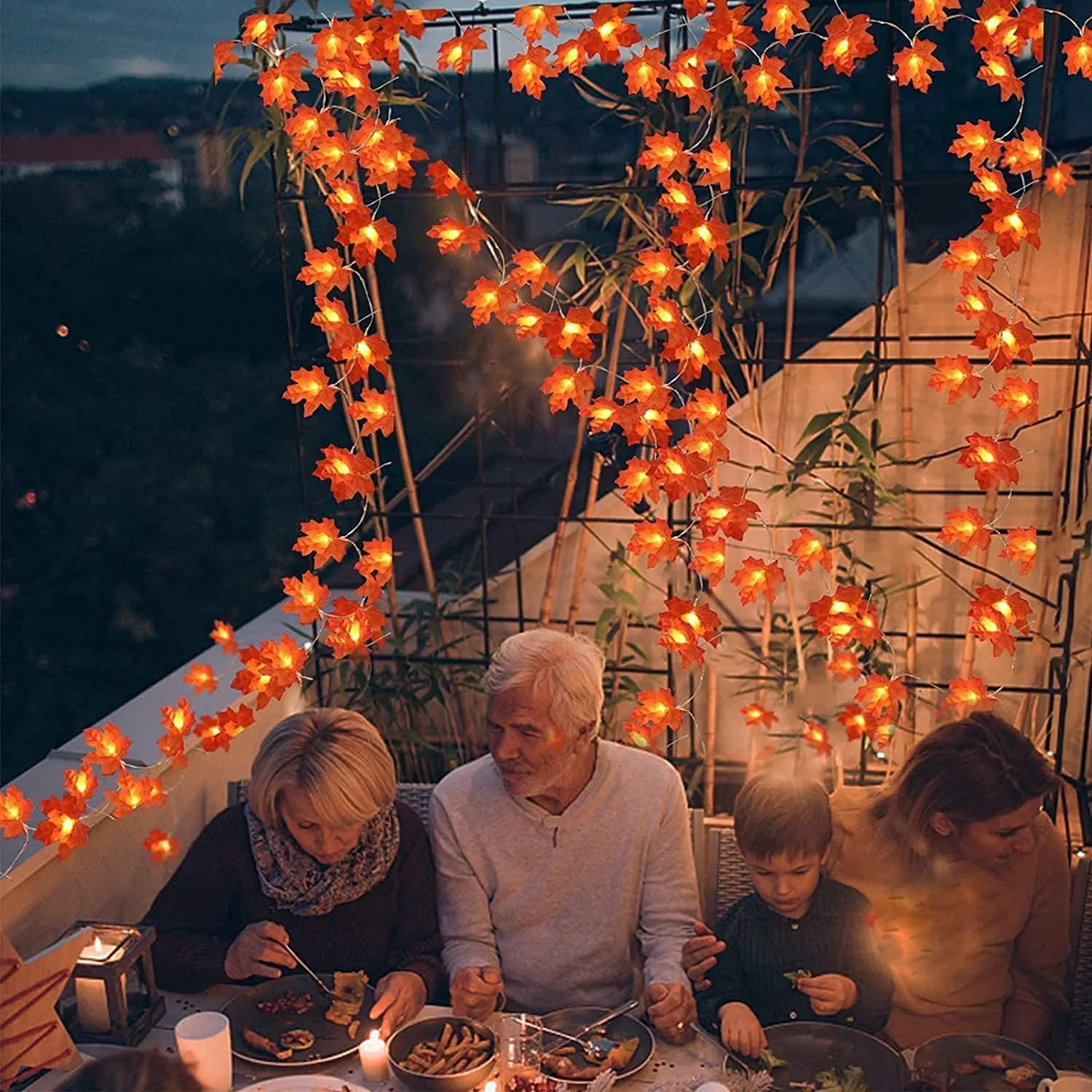 Luci della stringa di foglia d'acero, 6M 40 LED Luci a ghirlanda di foglie d'autunno per il Ringraziamento, Halloween, Decorazio