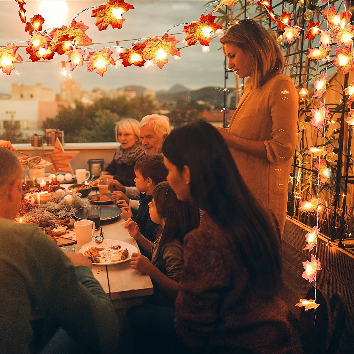 Luci della stringa di foglia d'acero, 6M 40 LED Luci a ghirlanda di foglie d'autunno per il Ringraziamento, Halloween, Decorazio