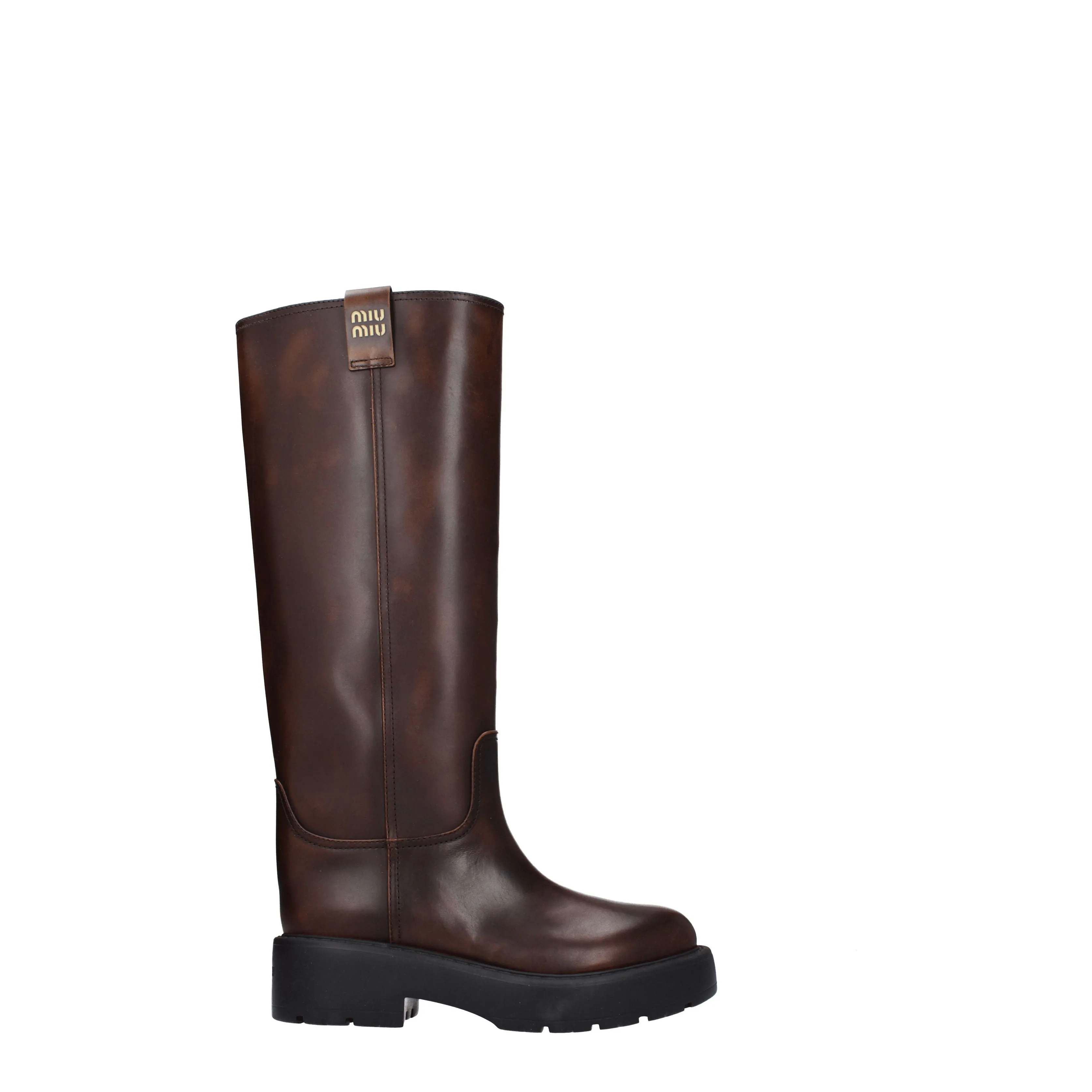Miu Miu Stivali Donna Pelle Marrone/Bruciato