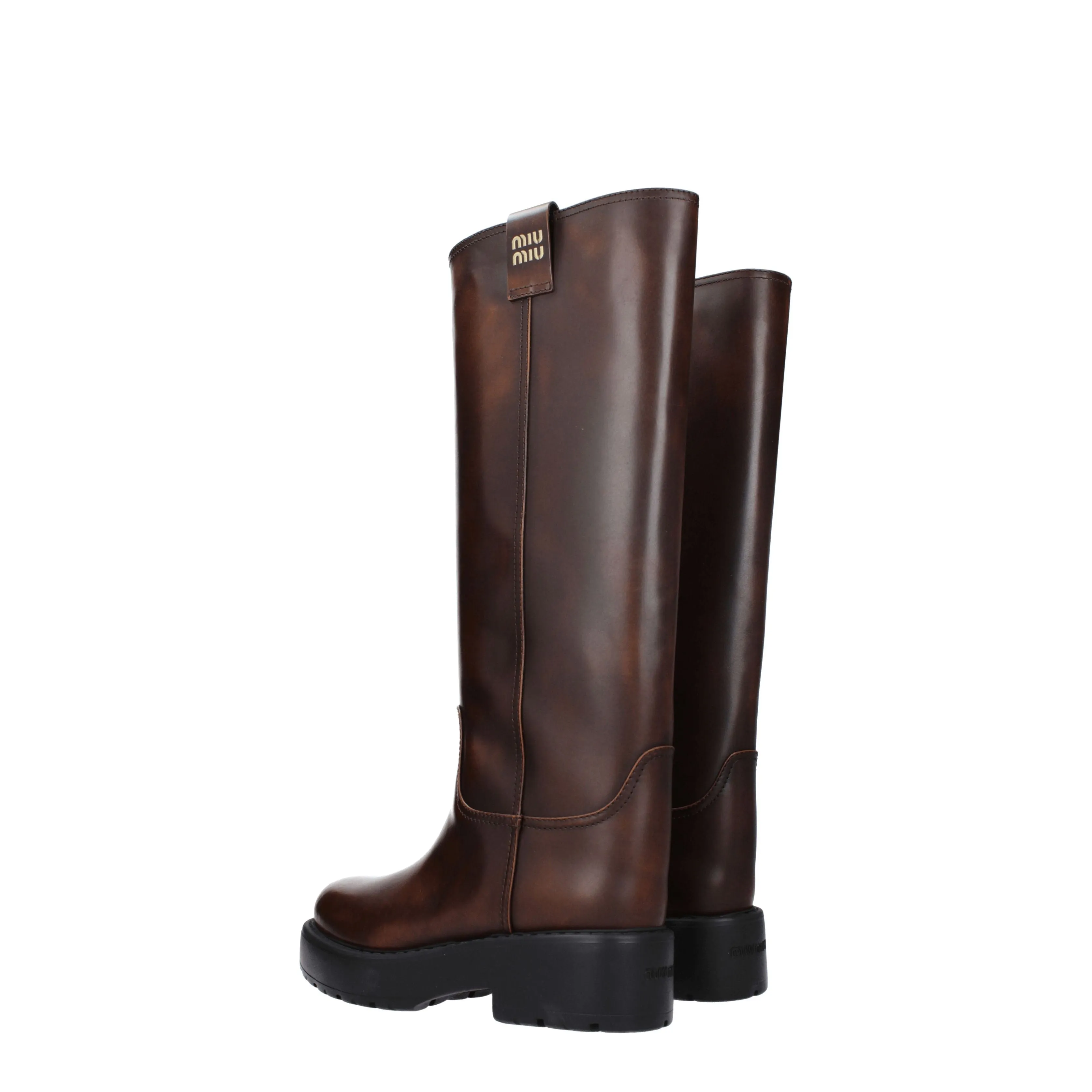 Miu Miu Stivali Donna Pelle Marrone/Bruciato