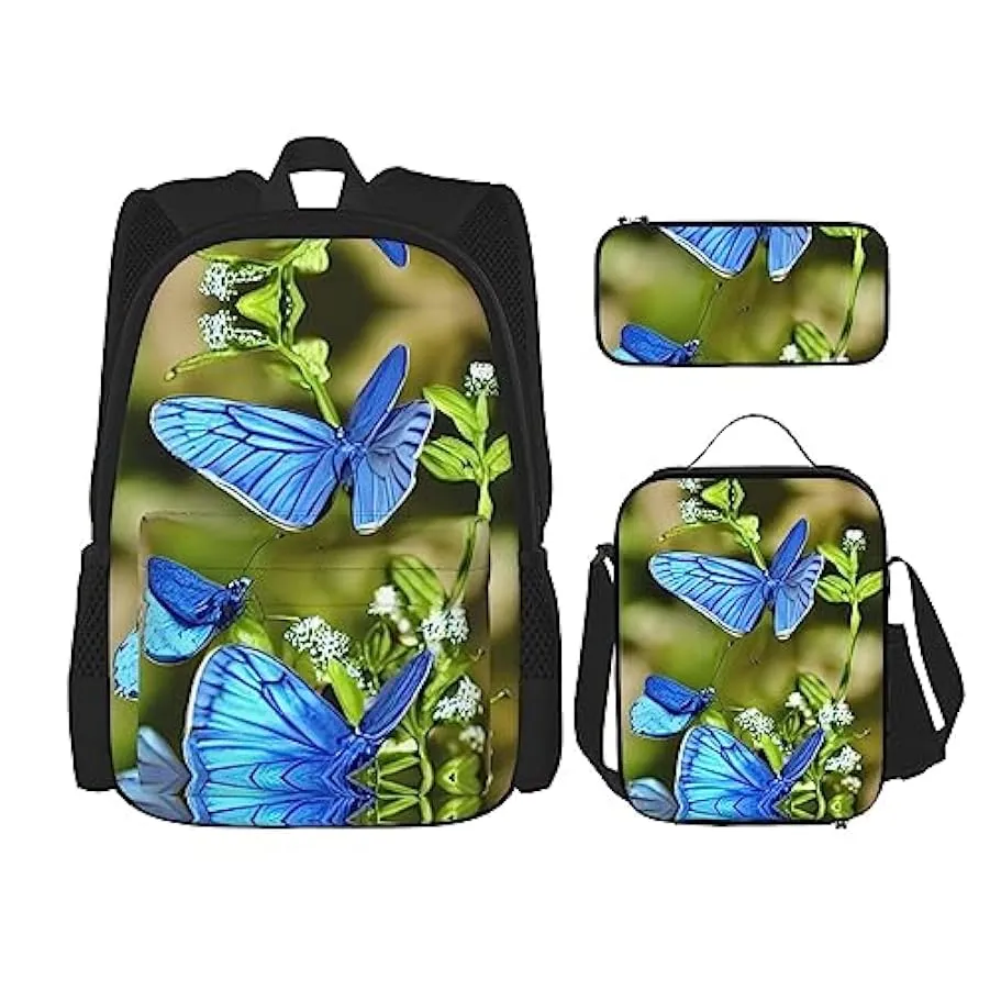 MQGMZ blu Pallavolo Stampa Grande Capacità Bookbag e Matita Bundle Leggero Laptop Pencil Case isolato Lunch Bag 160046168