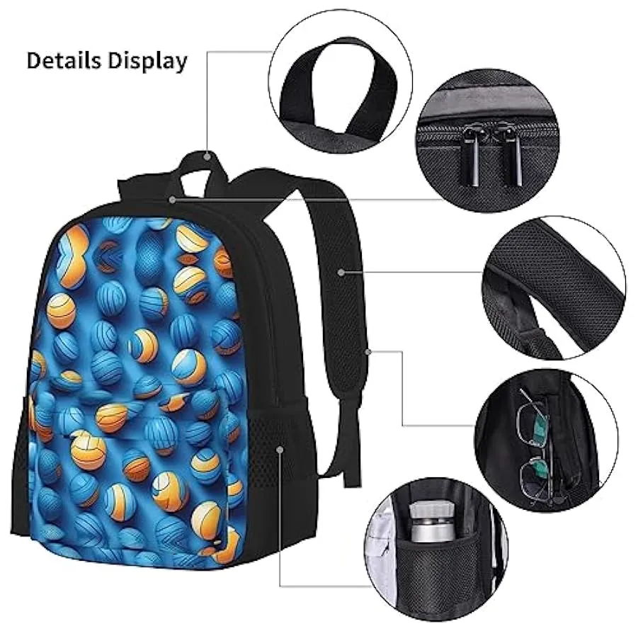 MQGMZ blu Pallavolo Stampa Grande Capacità Bookbag e Matita Bundle Leggero Laptop Pencil Case isolato Lunch Bag 160046168