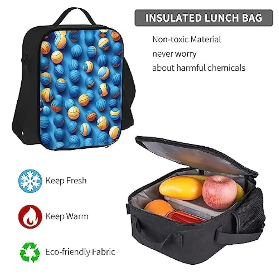 MQGMZ blu Pallavolo Stampa Grande Capacità Bookbag e Matita Bundle Leggero Laptop Pencil Case isolato Lunch Bag 160046168