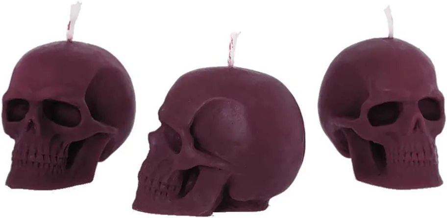 NKlaus - 3x Set di candele Skull Black in pura cera d'api biologica - Candela gotica colorata Figurine Candle Skull Halloween Ri