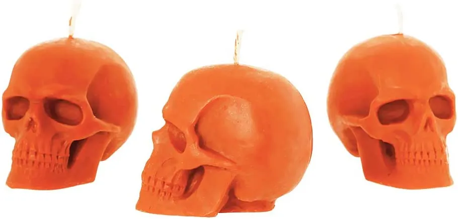 NKlaus - 3x Set di candele Skull Black in pura cera d'api biologica - Candela gotica colorata Figurine Candle Skull Halloween Ri