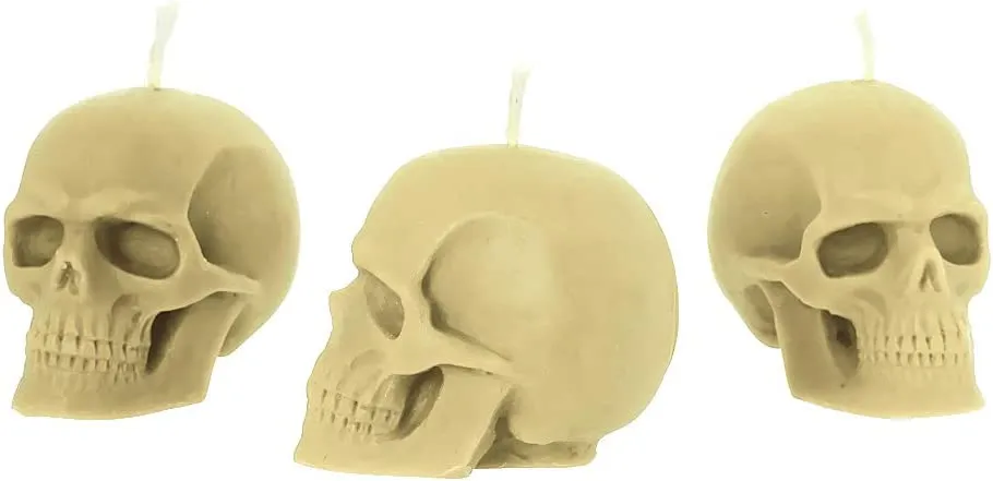 NKlaus - 3x Set di candele Skull Black in pura cera d'api biologica - Candela gotica colorata Figurine Candle Skull Halloween Ri