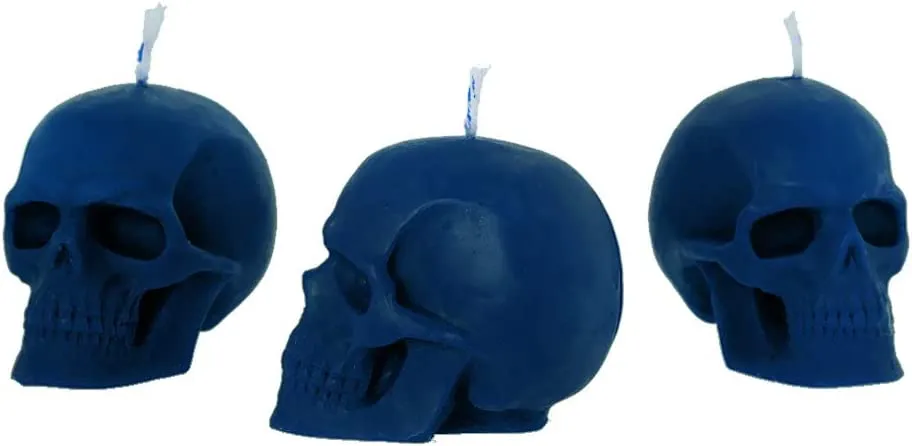 NKlaus - 3x Set di candele Skull Black in pura cera d'api biologica - Candela gotica colorata Figurine Candle Skull Halloween Ri