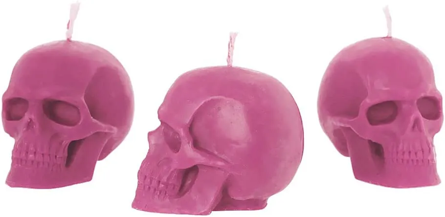 NKlaus - 3x Set di candele Skull Black in pura cera d'api biologica - Candela gotica colorata Figurine Candle Skull Halloween Ri
