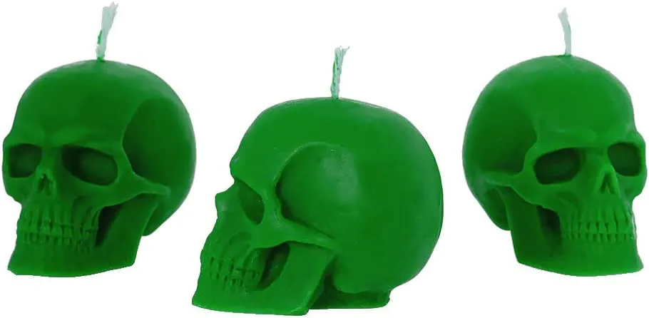 NKlaus - 3x Set di candele Skull Black in pura cera d'api biologica - Candela gotica colorata Figurine Candle Skull Halloween Ri