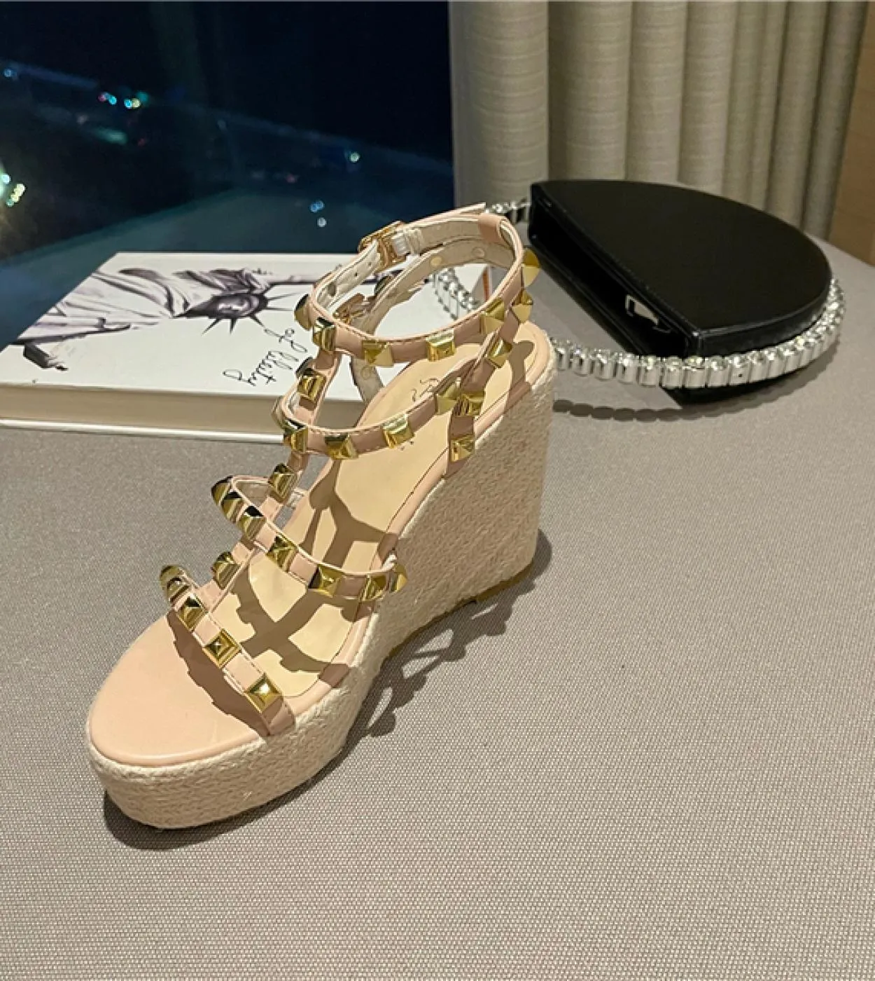 Open Toe Sandalo con tacco alto per le donne Muffins Scarpa da donna Zoccoli beige con zeppa Scarpe estive Peep Tacco alto piatt