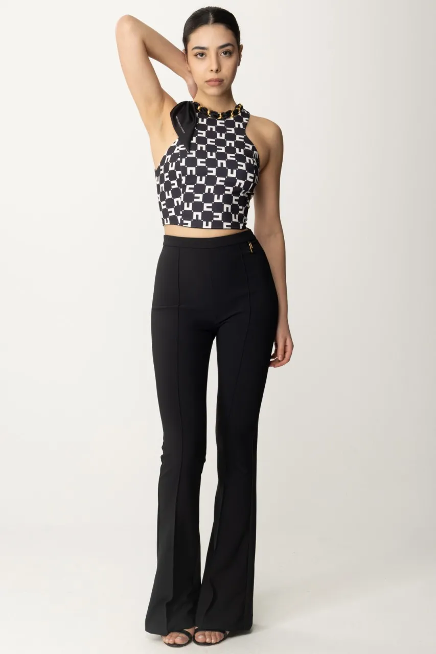 Pantaloni flare con charms C Nero