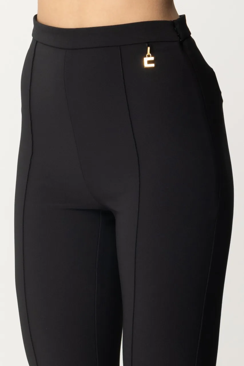 Pantaloni flare con charms C Nero