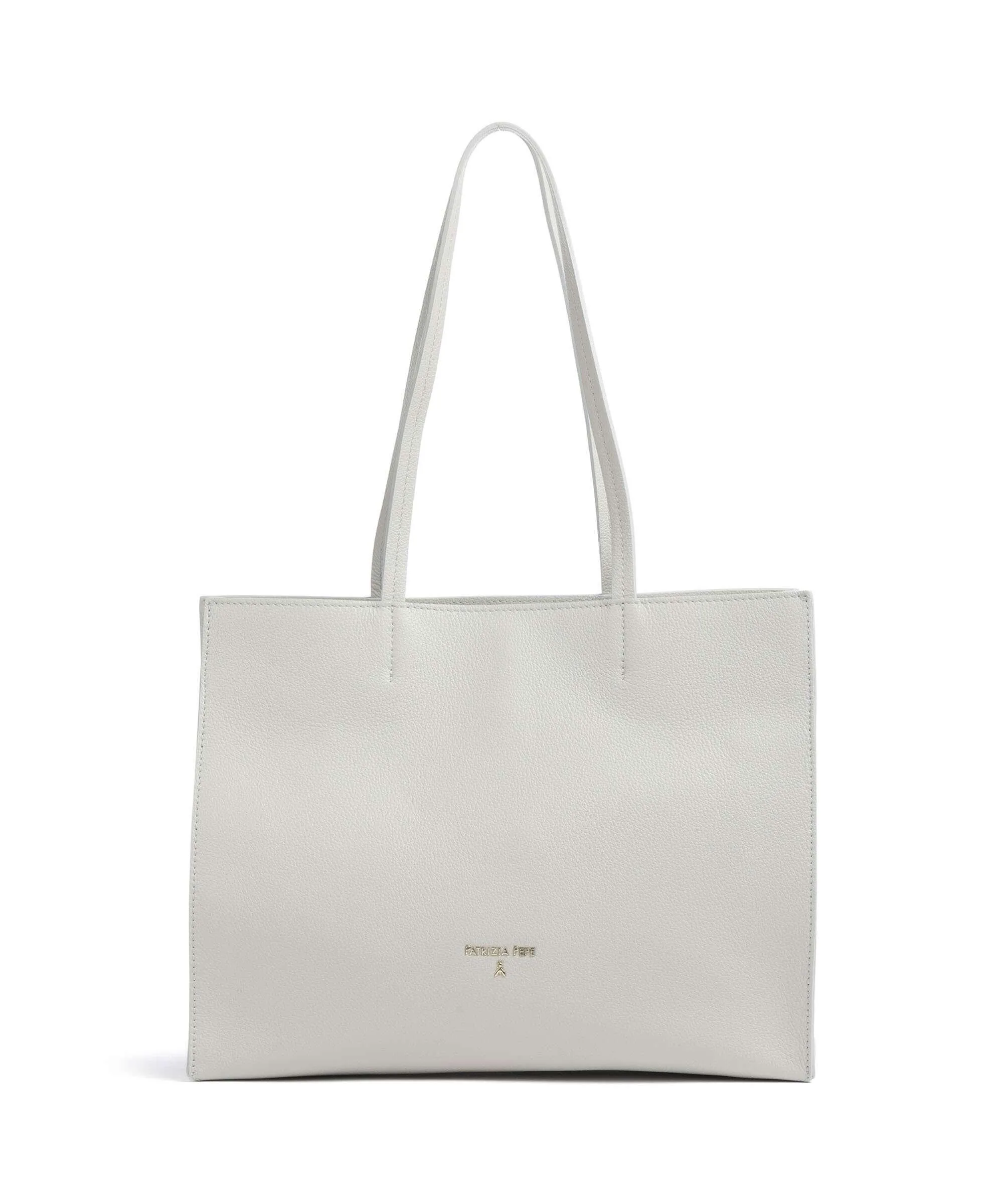  Patrizia Pepe Borsa shopper pelle granulata grigio chiaro  