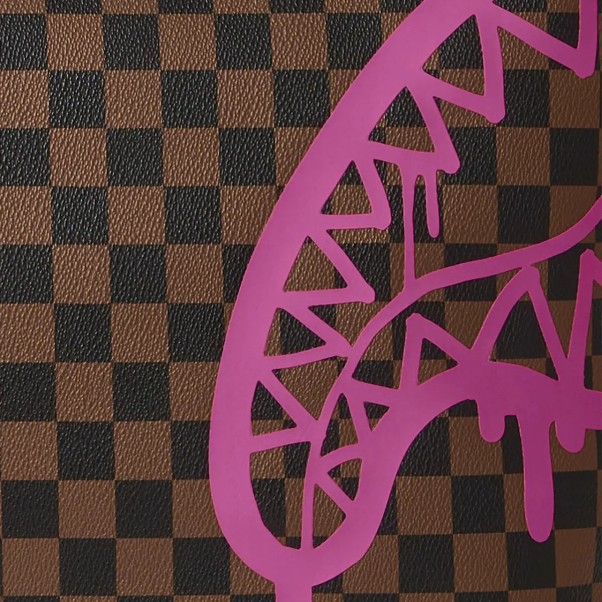 Pink Drip Brown Check Tote