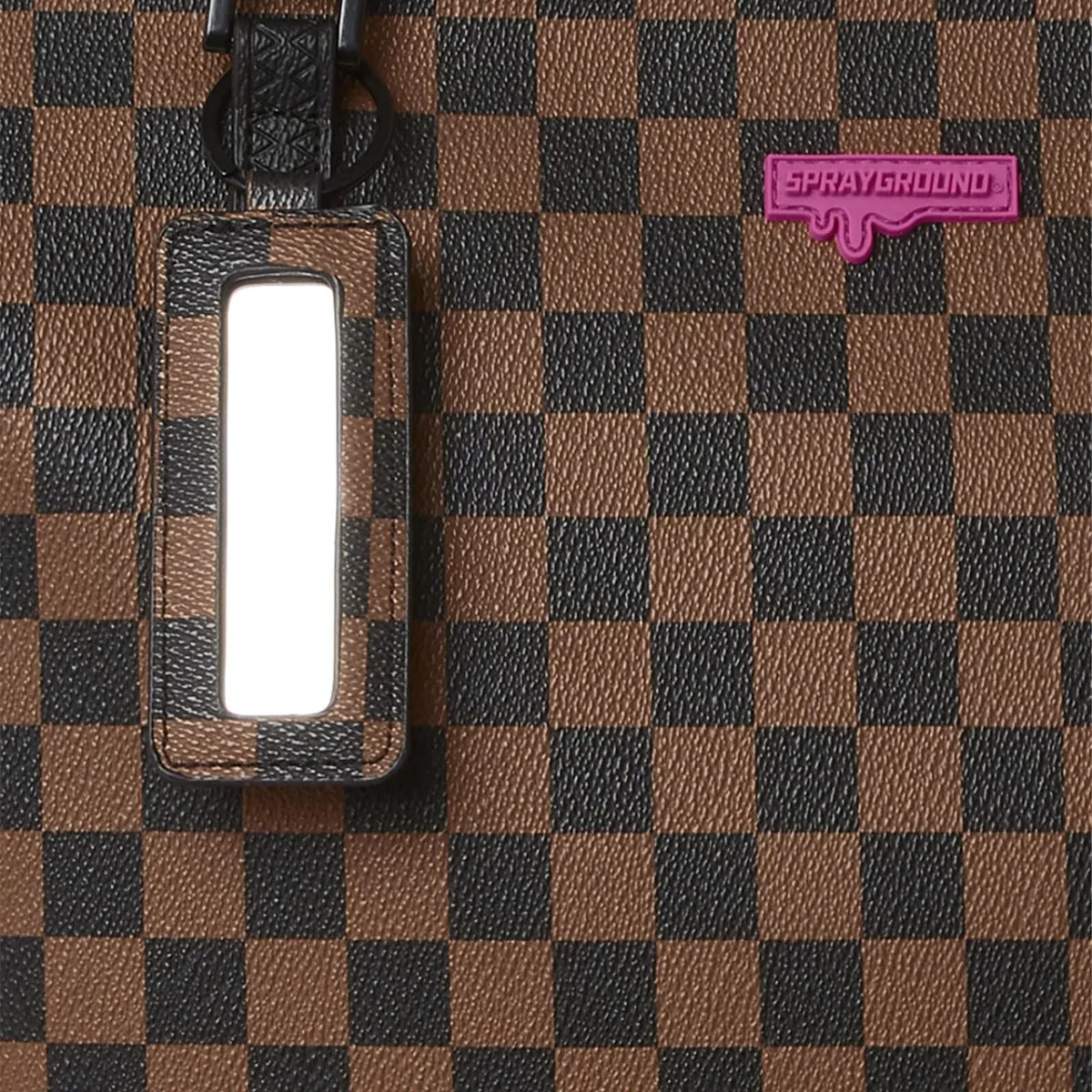 Pink Drip Brown Check Tote