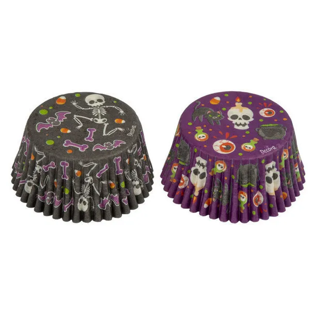 Pirottini per cupcake con forme e scheletri di Halloween assortiti - Decorare - 36 pz.