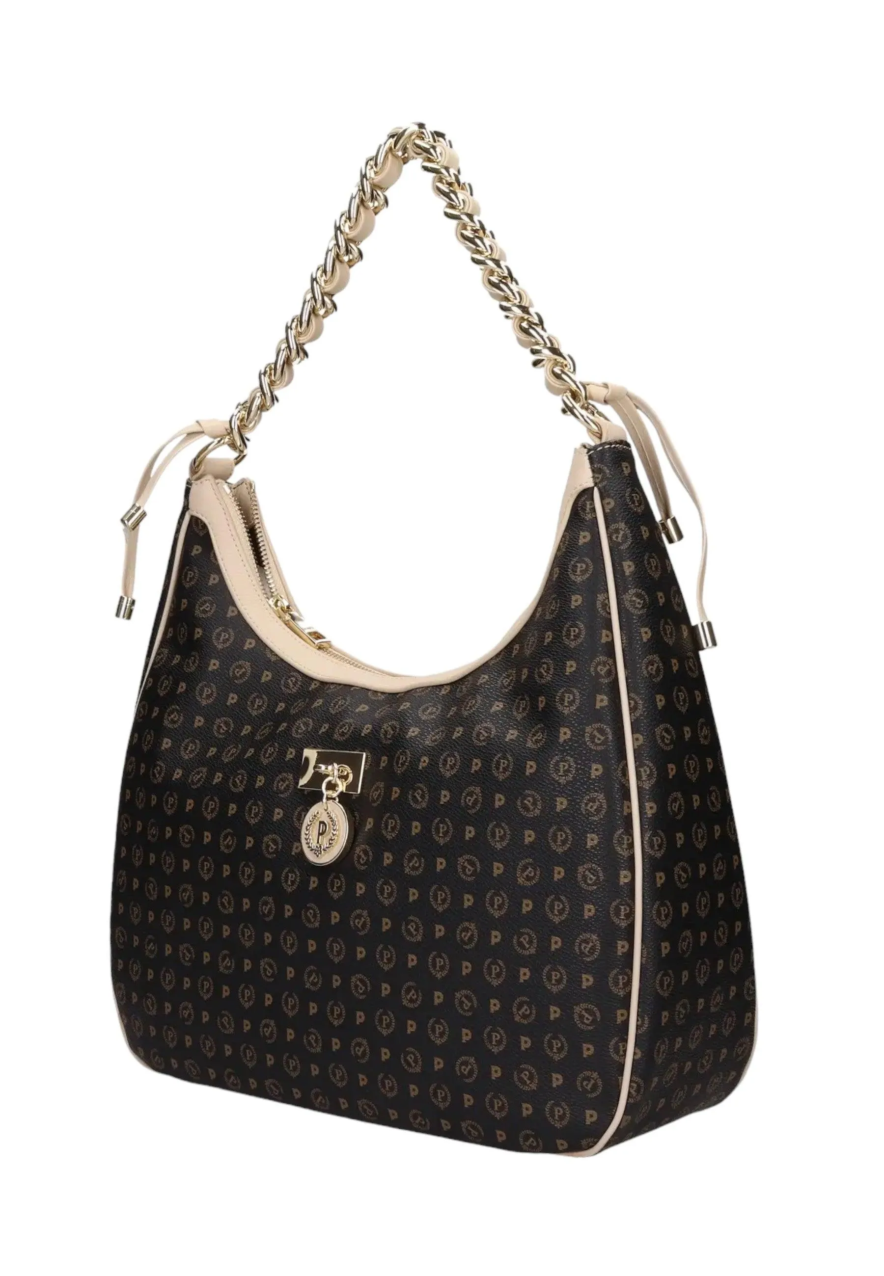POLLINI Borsa Hobo Donna Nero Avorio TE8519PP0HQ1100C