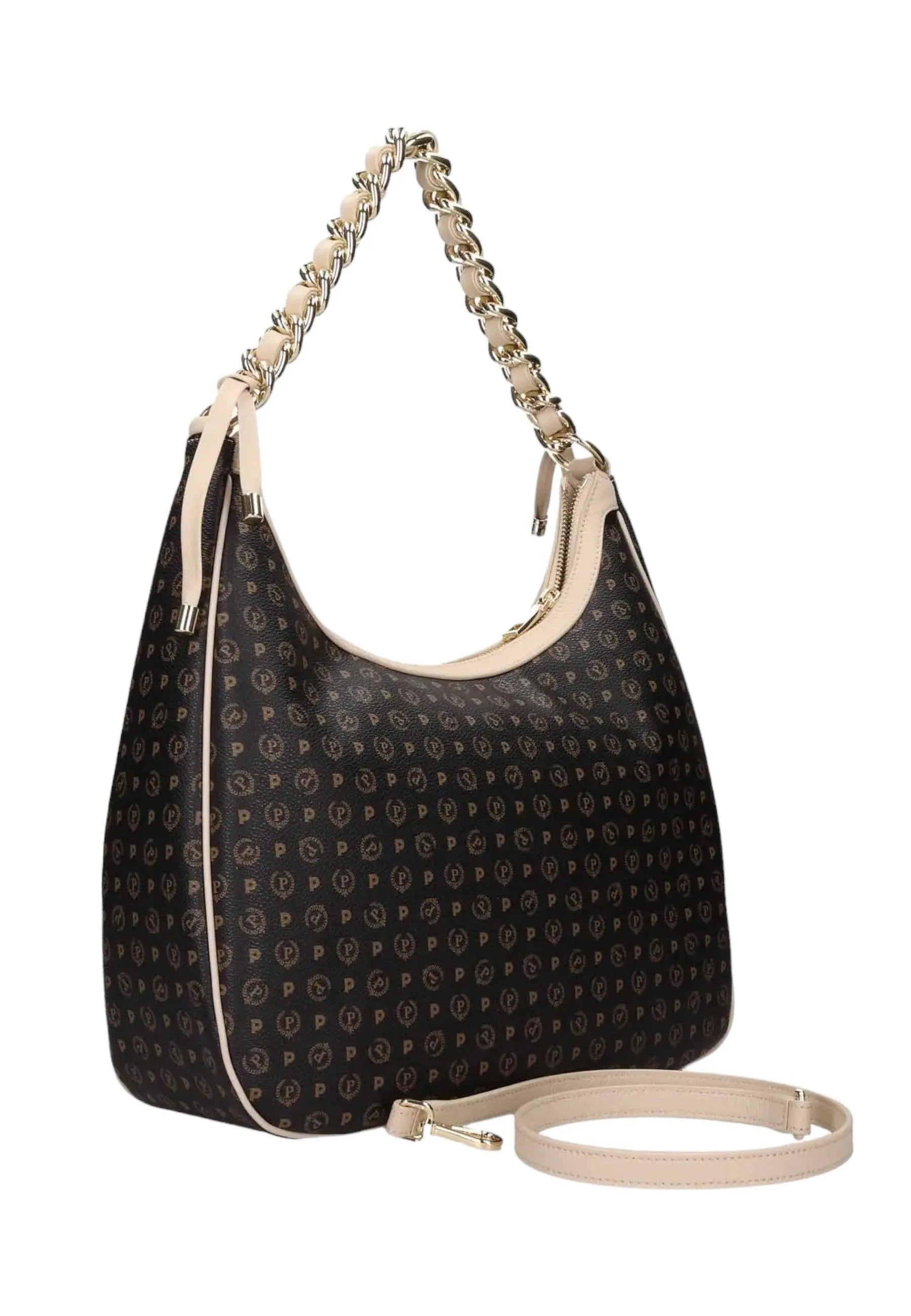 POLLINI Borsa Hobo Donna Nero Avorio TE8519PP0HQ1100C