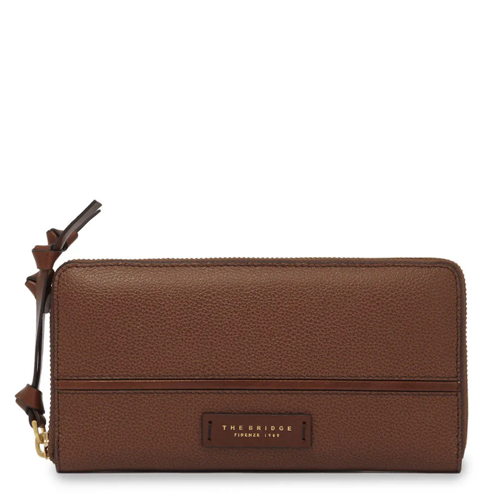 Portafoglio Donna Zip Around THE BRIDGE linea Domitilla in Pelle Marrone