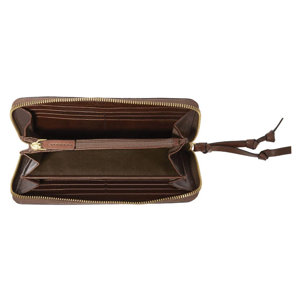 Portafoglio Donna Zip Around THE BRIDGE linea Domitilla in Pelle Marrone