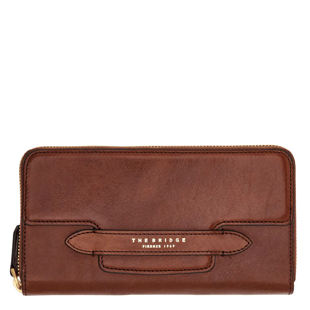 Portafoglio Donna Zip Around THE BRIDGE linea Lucrezia in Pelle Marrone
