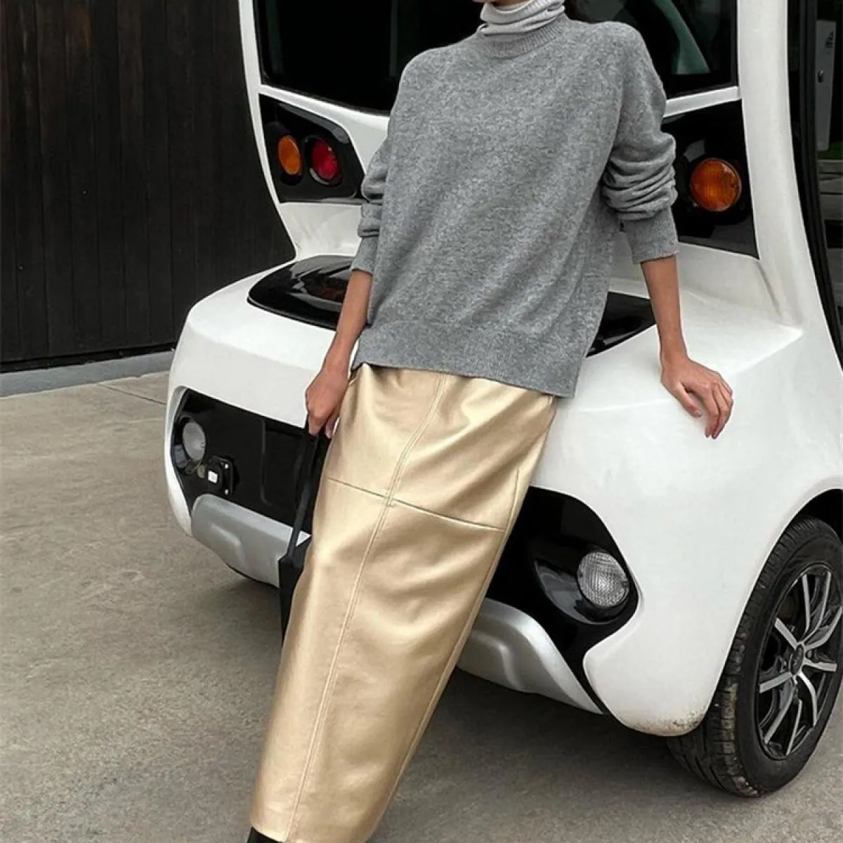 Pu Gonna lunga metallizzata lucida Donna Vita alta Patchwork Split Streetwear Solid Gonna lunga estiva da donna Vintage C