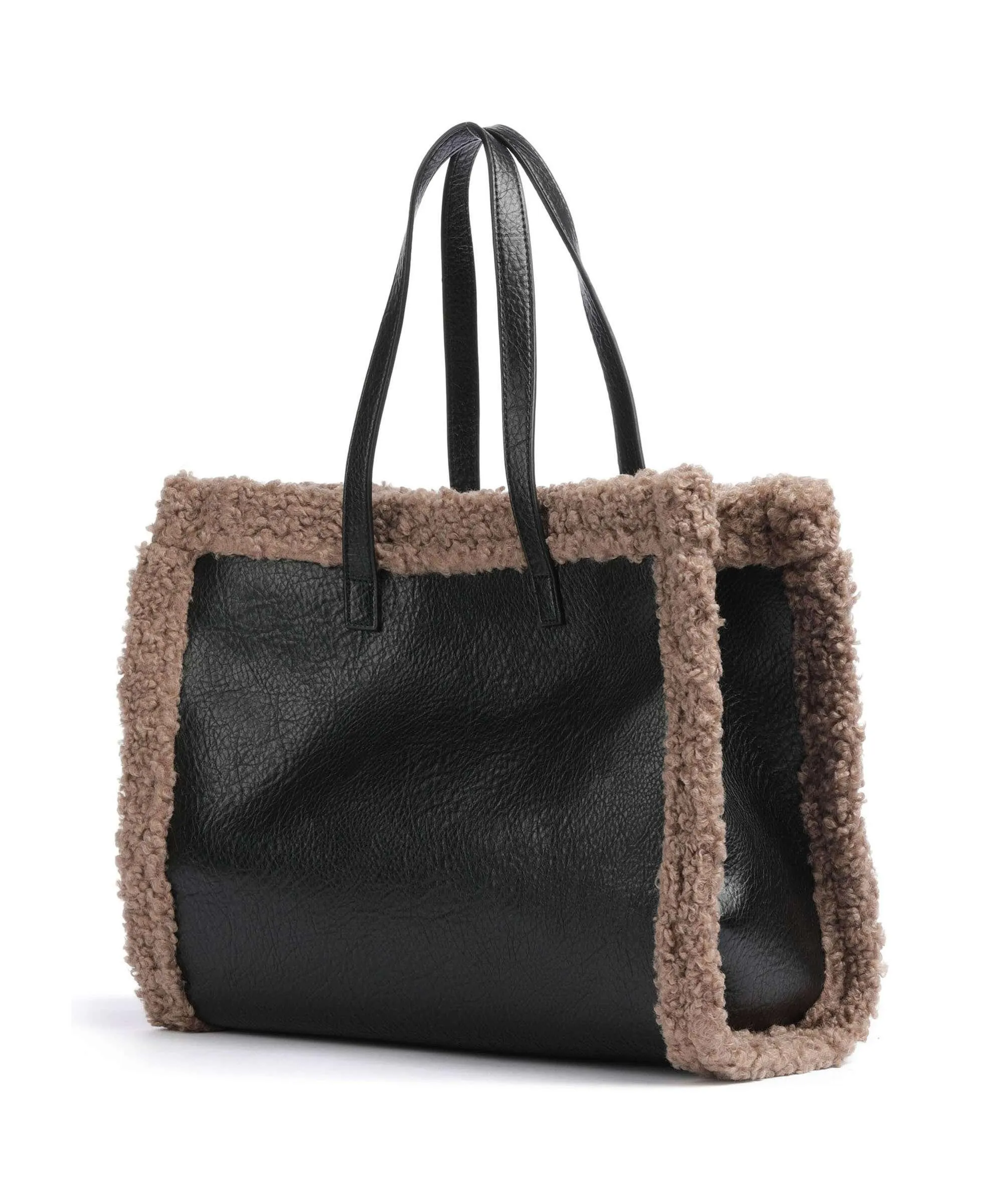  Replay Borsa shopper poliestere, pelle sintetica nero/marrone  
