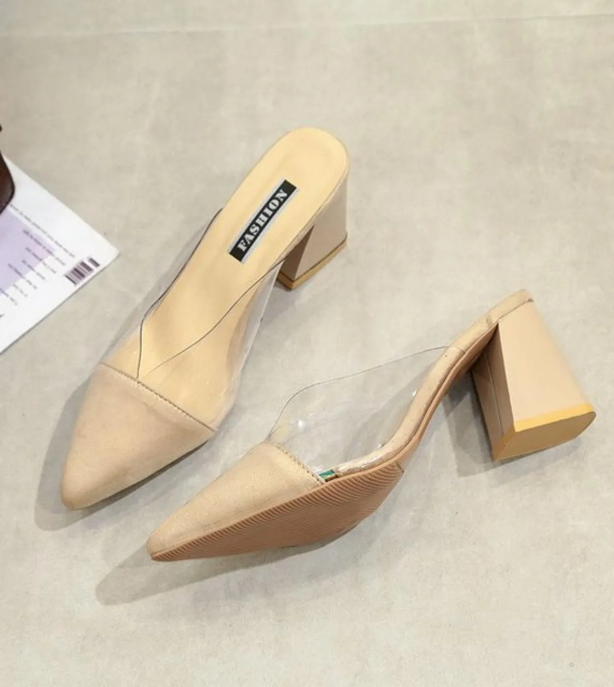 Sandali in pvc trasparente da donna a punta con tacco alto in cristallo con tacco a spillo Décolleté Scarpe estive Décolleté da
