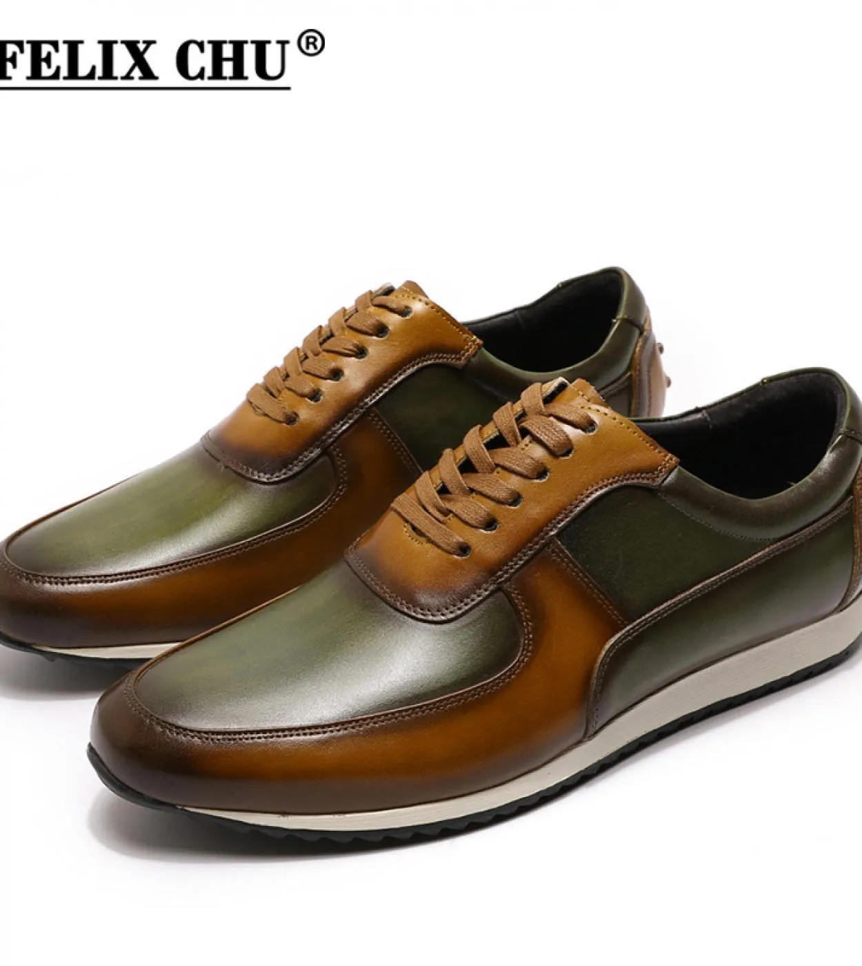 Scarpe da ginnastica in pelle marrone da uomo Scarpe da uomo casual in pelle verde taglia grande 515 da uomo