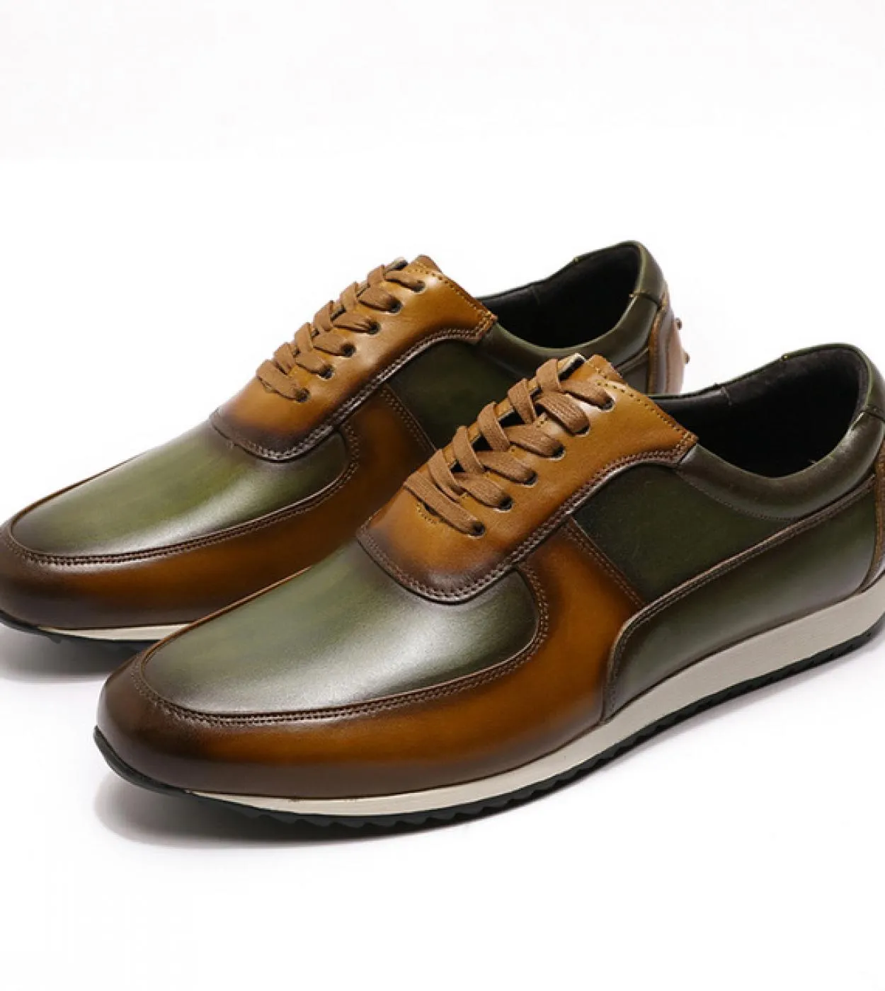 Scarpe da ginnastica in pelle marrone da uomo Scarpe da uomo casual in pelle verde taglia grande 515 da uomo