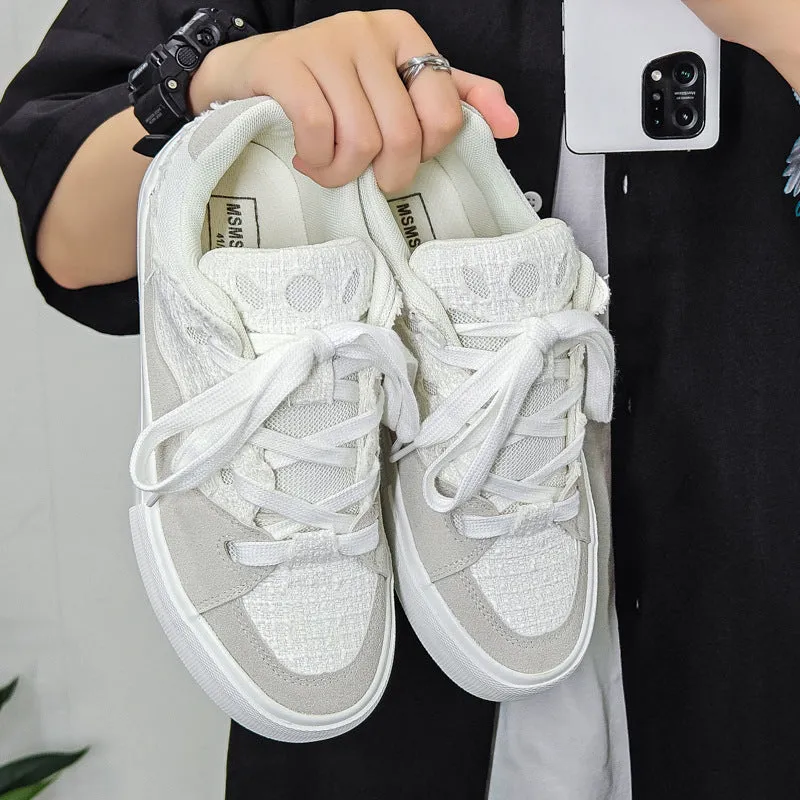 Scarpe da skate casual in tela patchwork moda uomo