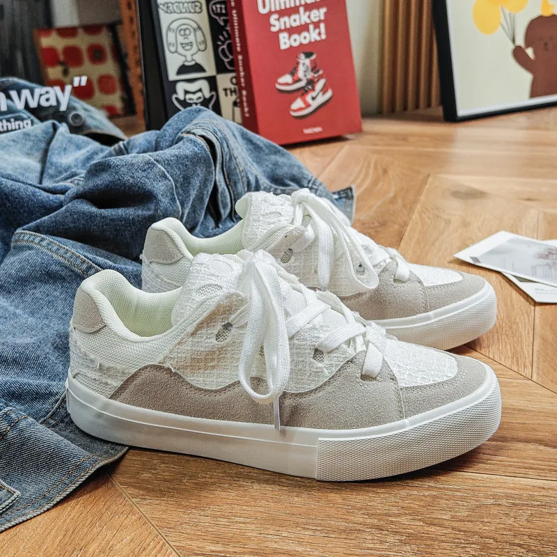 Scarpe da skate casual in tela patchwork moda uomo