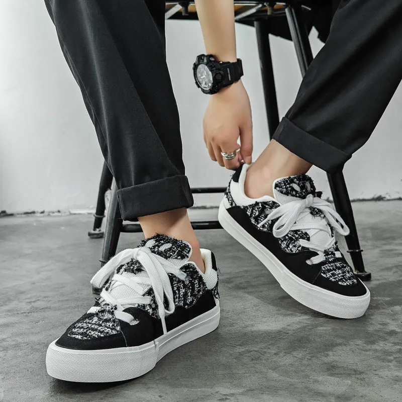 Scarpe da skate casual in tela patchwork moda uomo