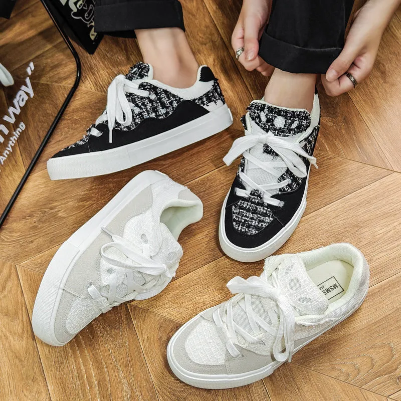 Scarpe da skate casual in tela patchwork moda uomo