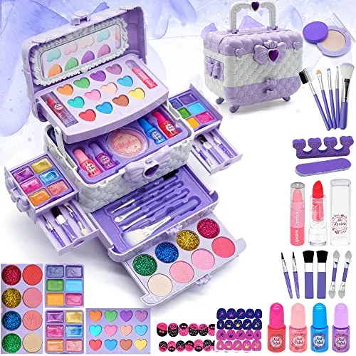 Set di Trucchi per Bambini e Bambine - Viola 57 Pezzi, Set da Trucco per Bambini, per Ragazze, per Halloween, Natale, Compleanno