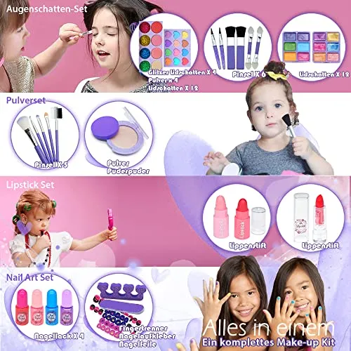 Set di Trucchi per Bambini e Bambine - Viola 57 Pezzi, Set da Trucco per Bambini, per Ragazze, per Halloween, Natale, Compleanno