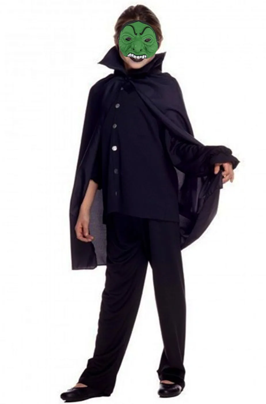 Set Halloween bambina offerta maschera strega e mantello 70 cm