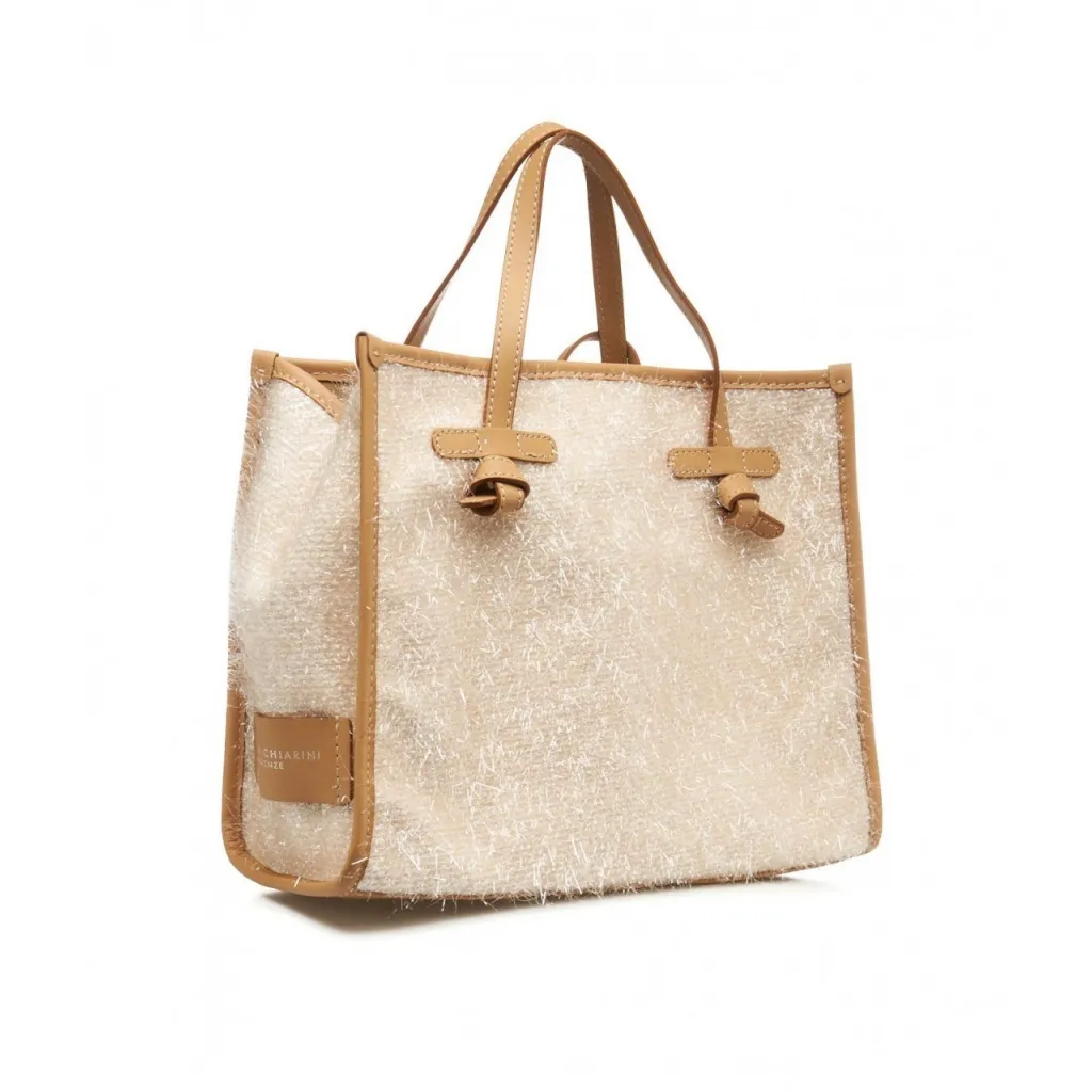 Shopper con frange fris beige