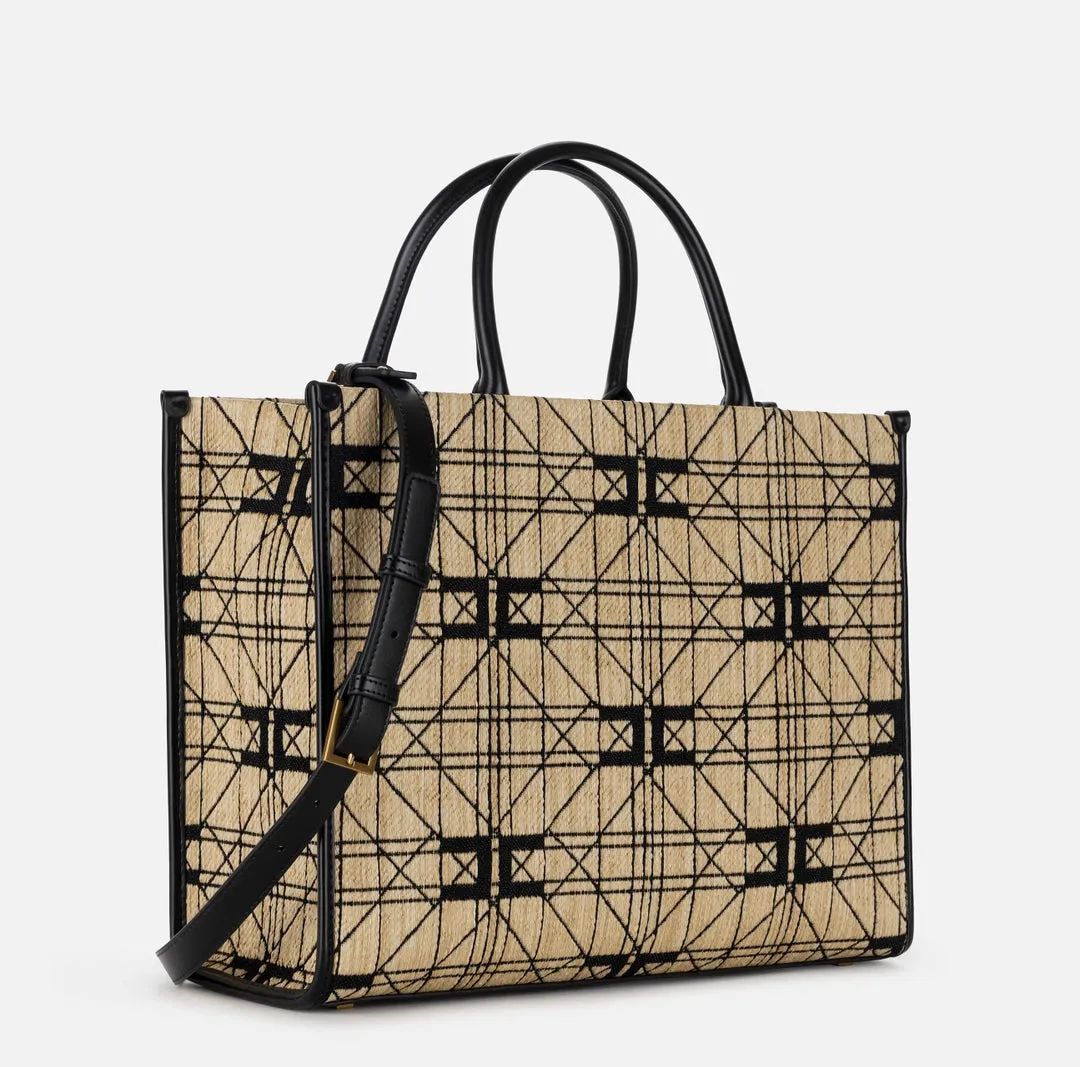 Shopper grande in rafia Elisabetta Franchi BS14A41E2