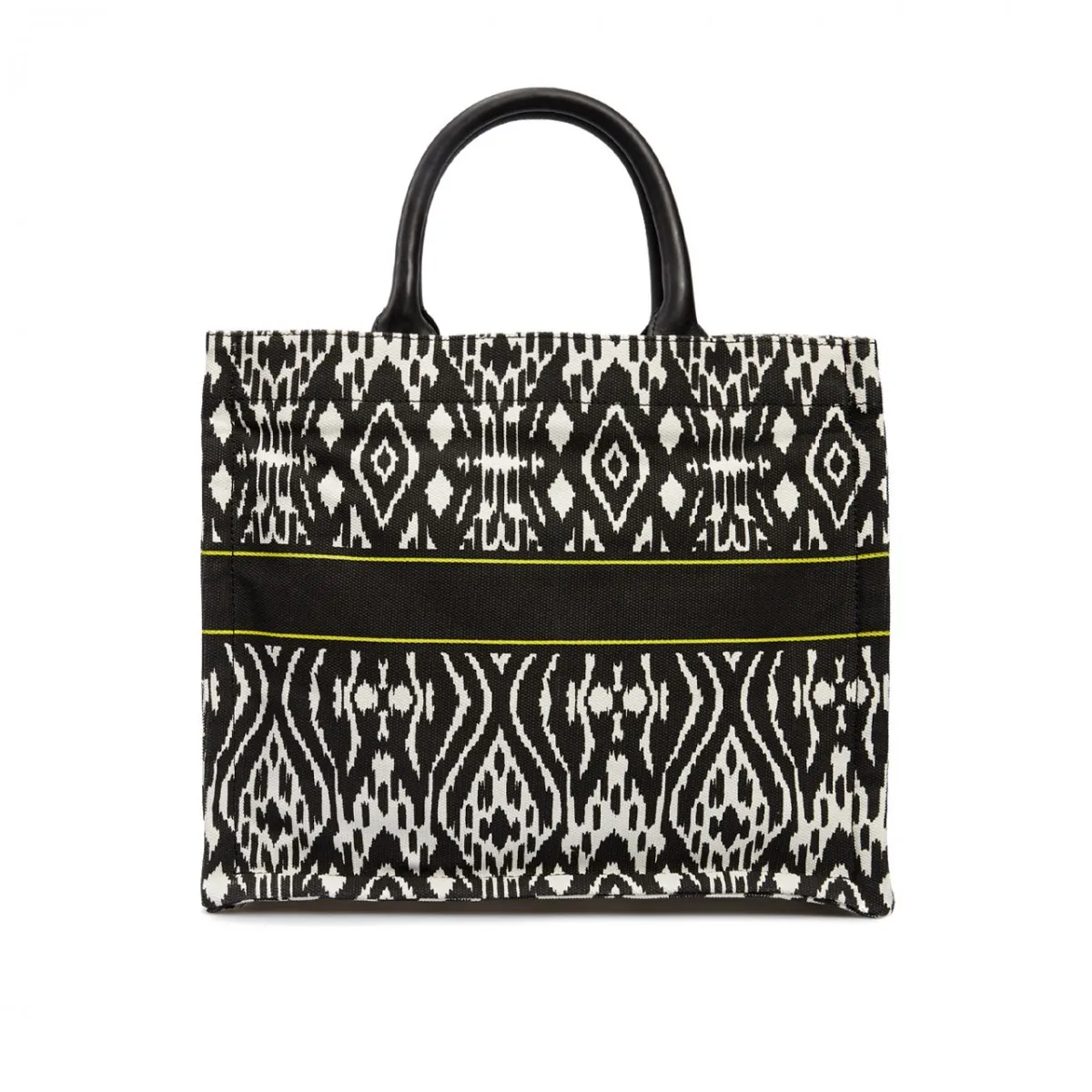 Shopper In Cotone Stampa Ikat, Nero