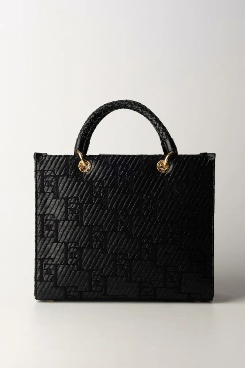 Shopper media in rafia stampa logo Nero