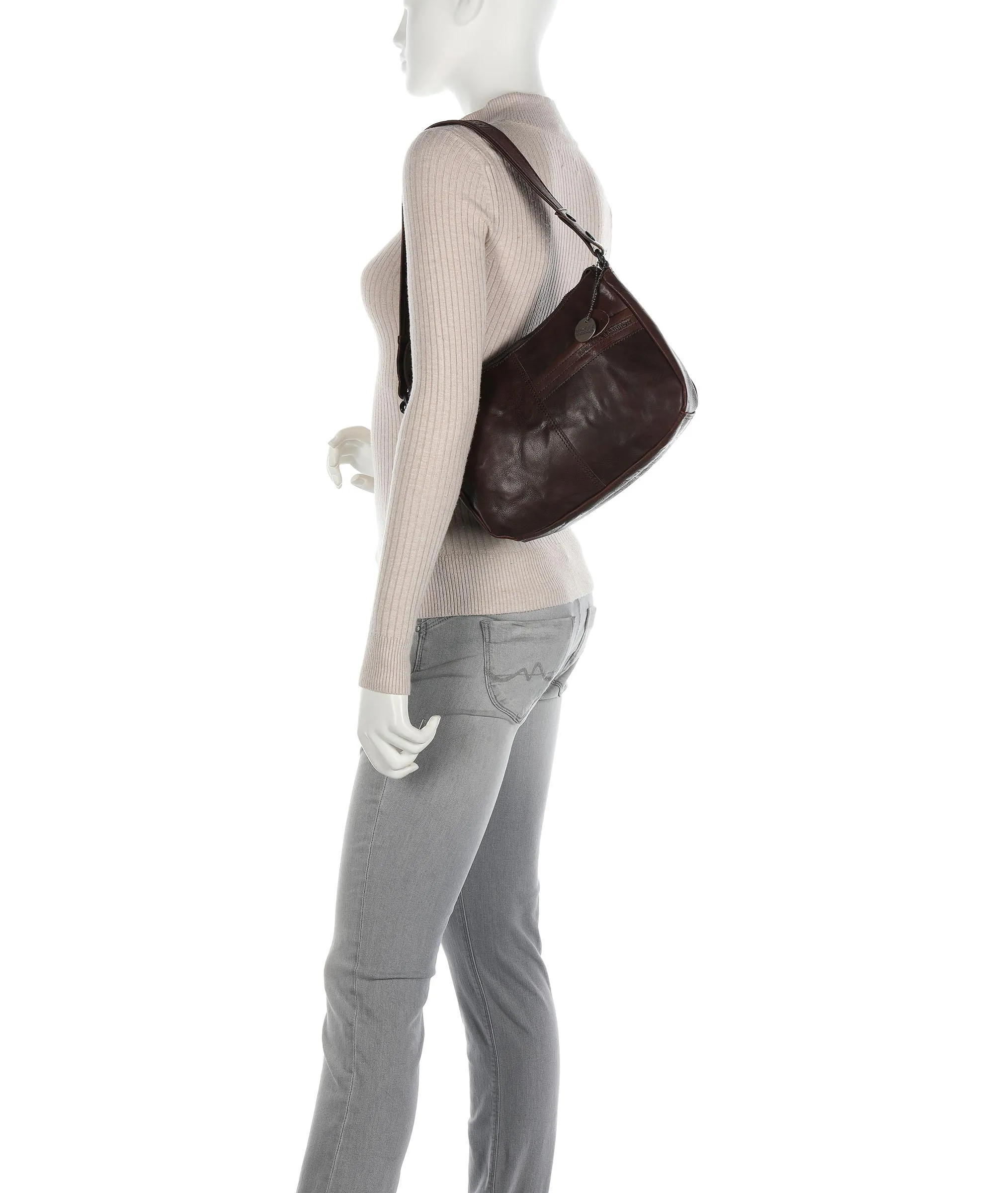  Spikes & Sparrow Bronco Borsa a spalla pelle di bufalo marrone scuro  