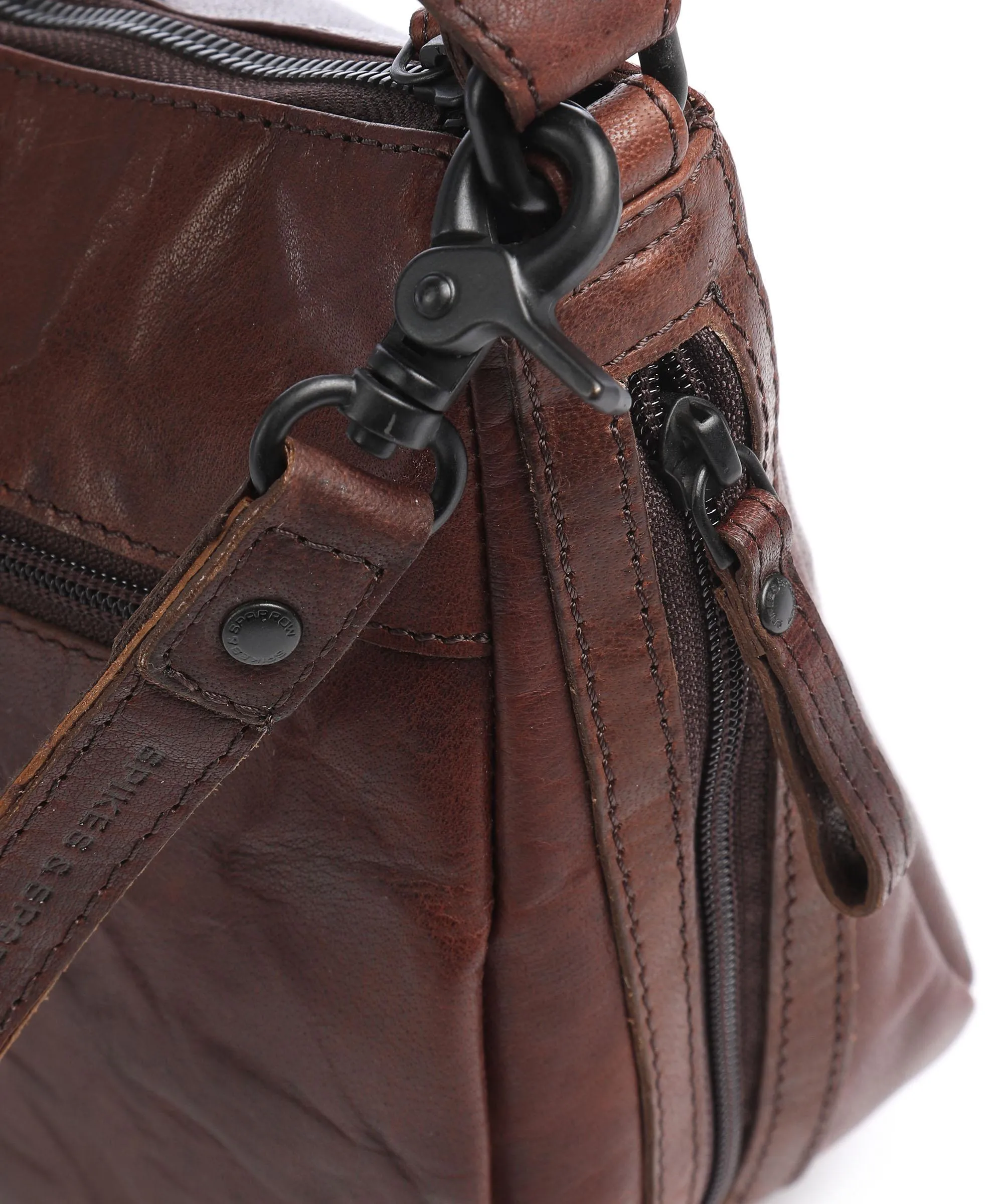  Spikes & Sparrow Bronco Borsa a spalla pelle di bufalo marrone scuro  