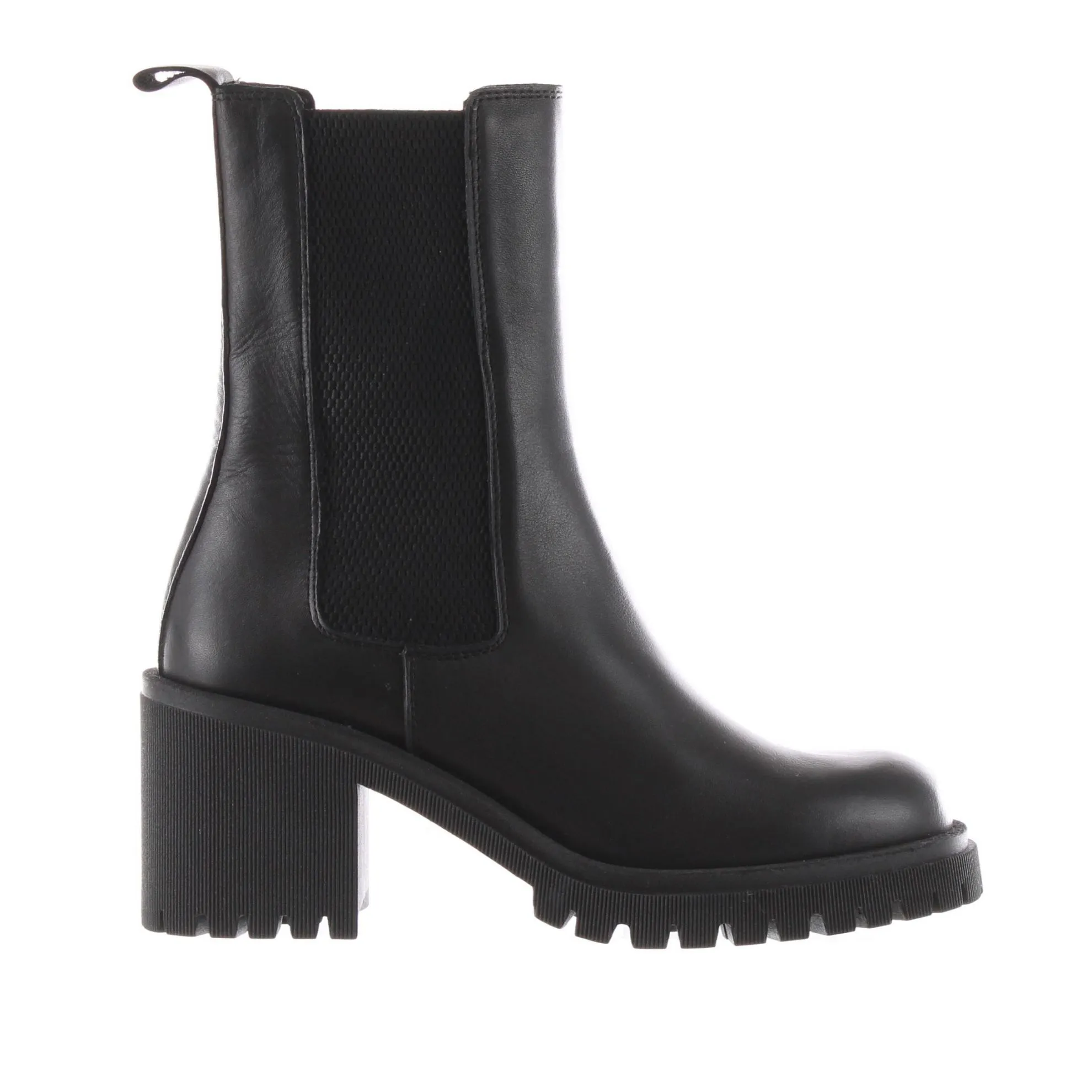 Stivaletto in pelle con tacco midi
